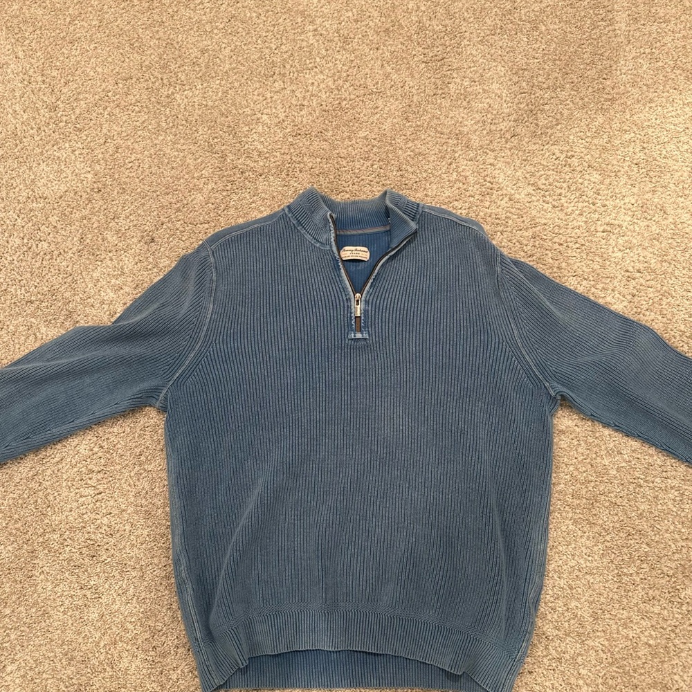 Men's Blue Tommy Bahama XL Quarter-Zip Sweater